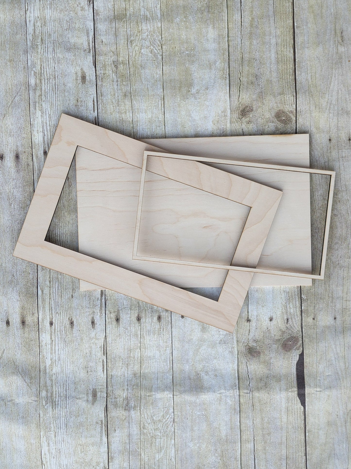 Wide Exterior Rectangle Wood Frame 14" x 9" inches- Wooden Blank