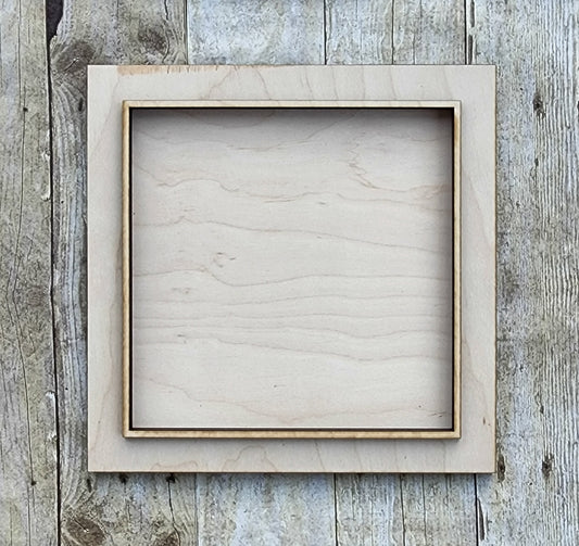 Wide Exterior Square Wood Frame 11.5 inches- Wooden Blank
