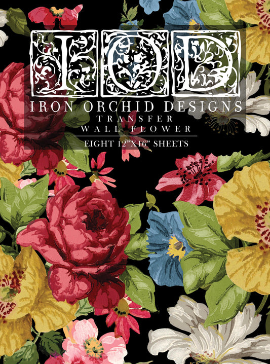Wall Flower IOD Transfer Pad with (8) 12 X 16 Sheets by Iron Orchid Designs Rub-On Furniture Transfer Decal Ships in 1-2 days!