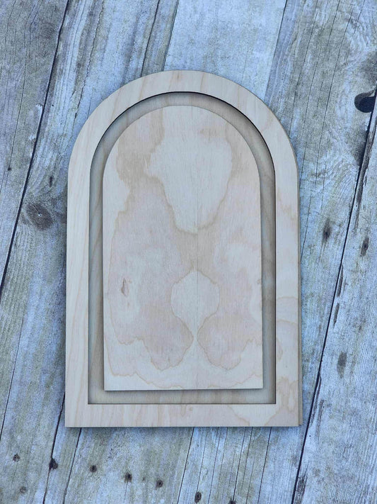 Arch Wood Frame, Layered with Inlay, 13 x 8.25" Wooden Frames