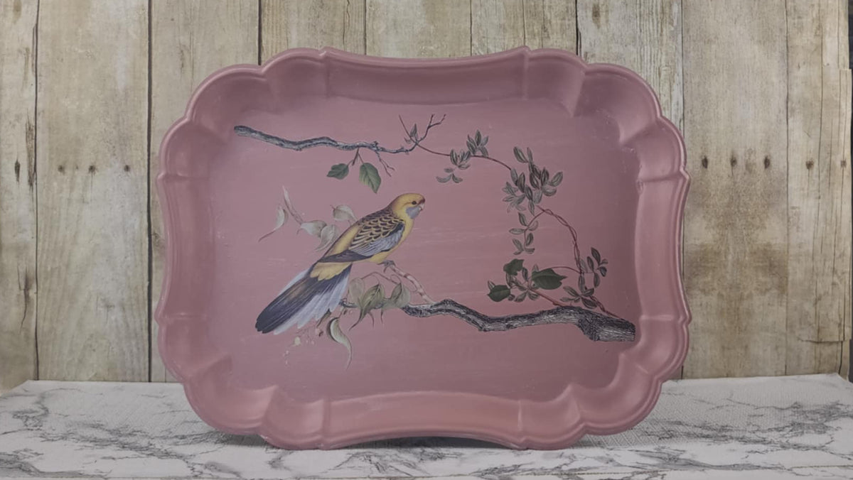 Cottagecore Metal Tray Makeover – IOD Menagerie Transfer + DIY Veranda Paint