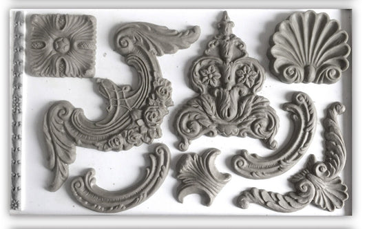 IOD Classic Elements 6x10 Decor Mould, Moulds Use With Clay or Resin Crafts Signs Sugar Arts Furniture Fall Decor, Classic Elements Mold