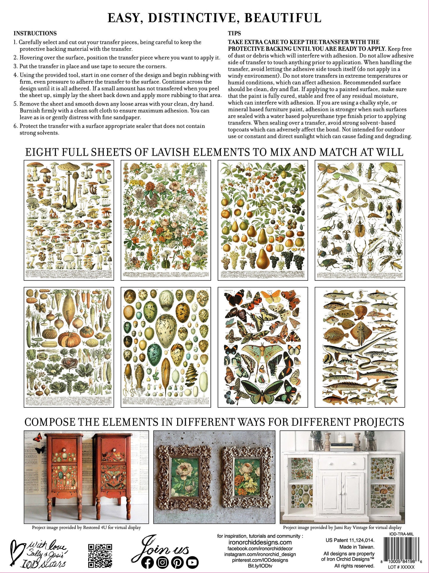 Millot's Pages IOD Transfer Pad with (8) 12 X 16 Sheets by Iron Orchid Designs Rub-On Furniture Transfer Decal Ships in 1-2 days!