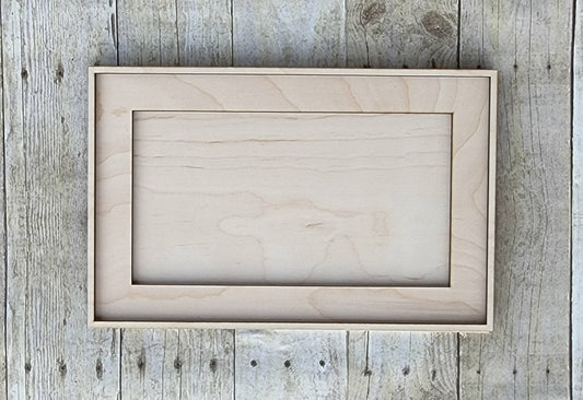 Wide Interior Rectangle Wood Frame 14" x 9" inches- Wooden Blank