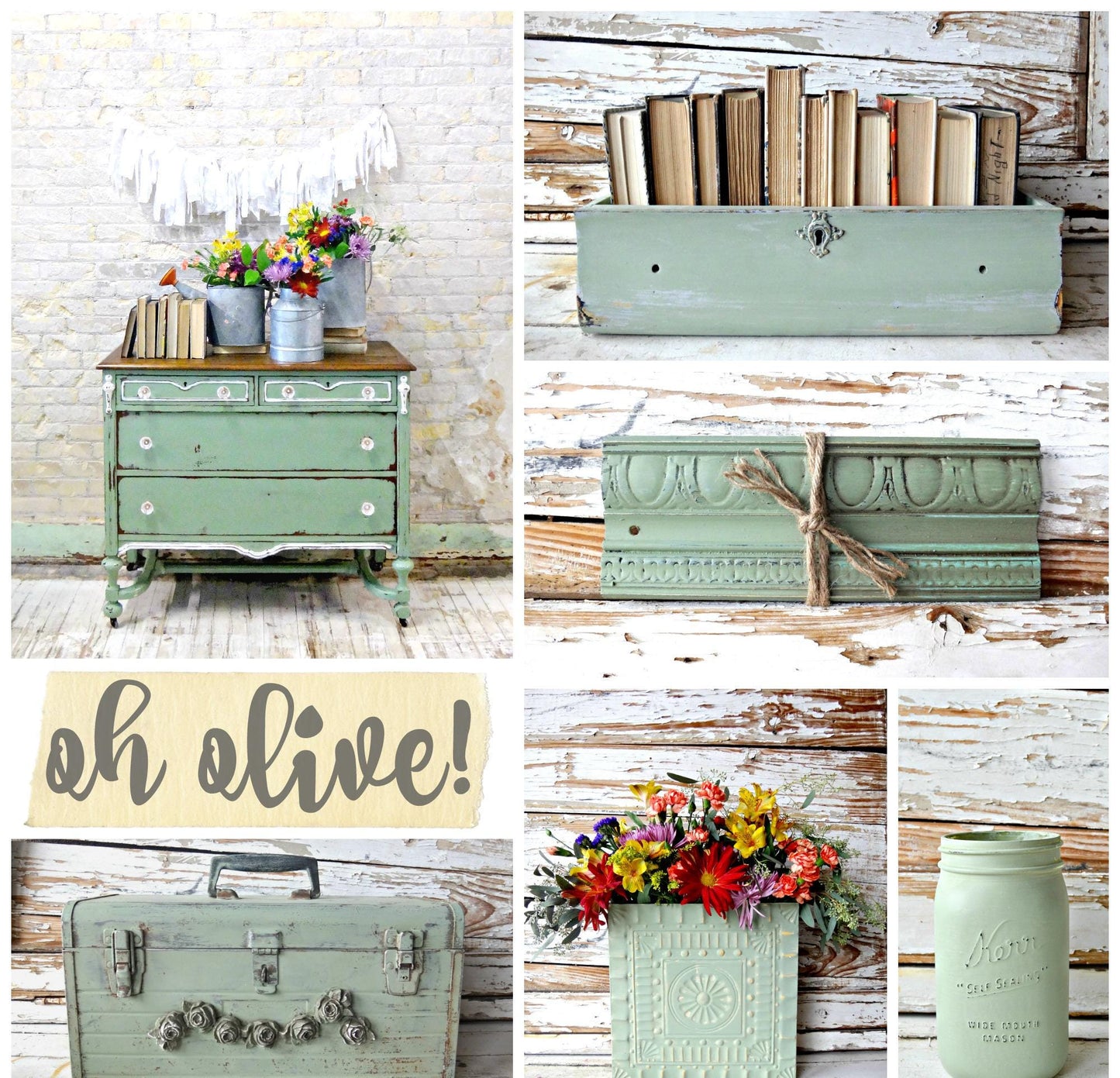 Sweet Pickins Milk Paint - Oh Olive!, Chippy, Distressed, Antique, Vintage, Upcycle, Thrift Flip