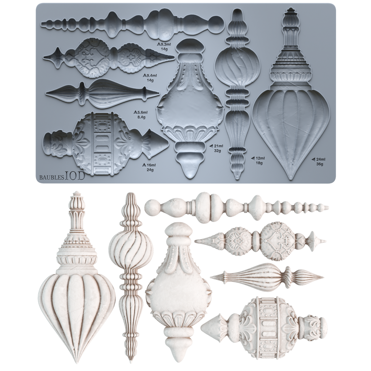 *PREORDER*  IOD Baubles Mould • Iron Orchid Designs • 6×10 Holiday Sign Mould • Ships in 1–2 Days
