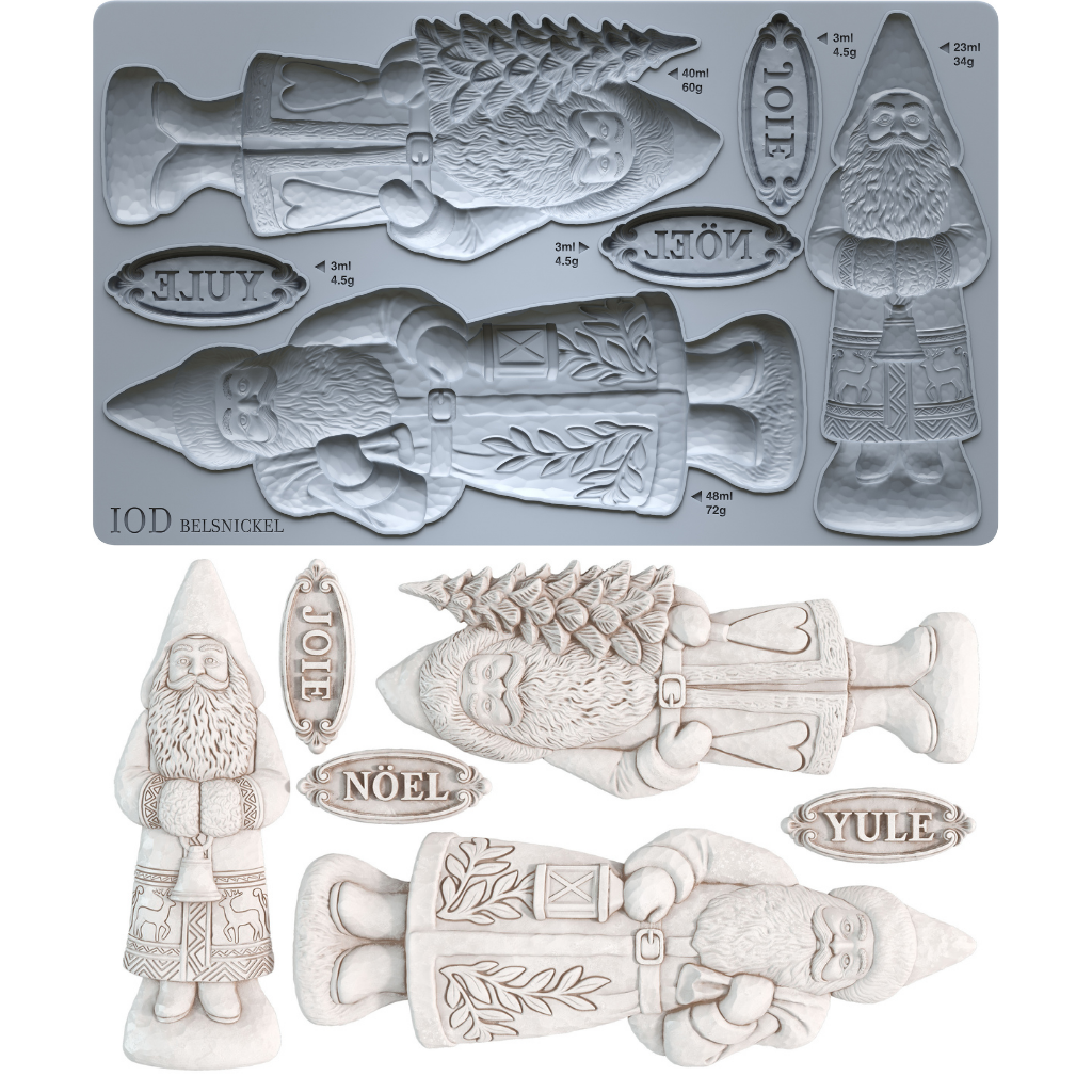 IOD Belsnickel Mould • Iron Orchid Designs • 6×10 Folk Art German Christmas Figure & Holiday Sign Mould • Ships in 1–2 Days