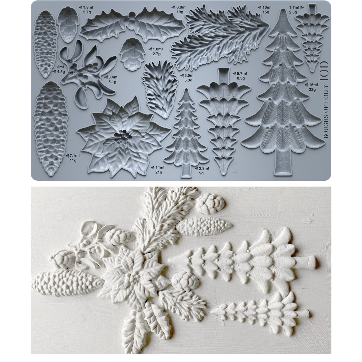 *PREORDER*  IOD Boughs of Holly Mould • Iron Orchid Designs • 6×10 Holiday Sign Mould • Ships in 1–2 Days (Copy)