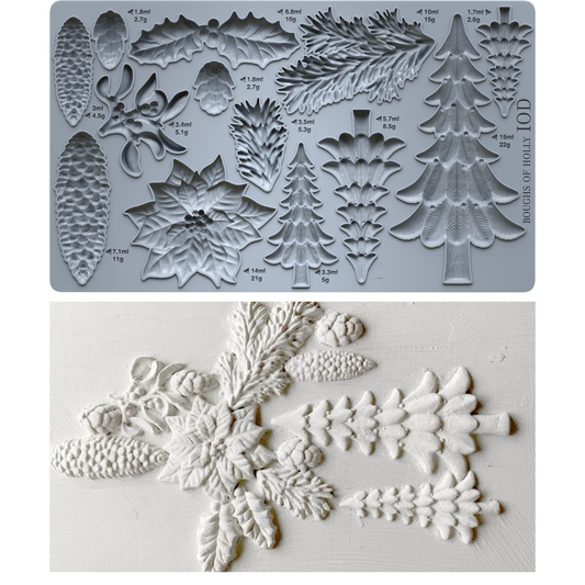 *PREORDER*  IOD Boughs of Holly Mould • Iron Orchid Designs • 6×10 Holiday Sign Mould • Ships in 1–2 Days (Copy)