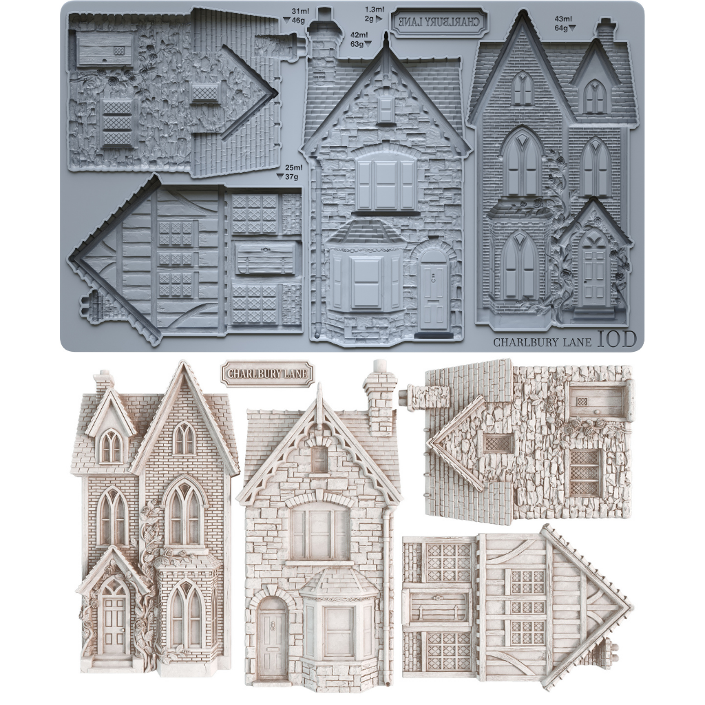 IOD Charlbury Lane Mould • Iron Orchid Designs • 6×10 English Cottage Village & Architectural House Mould • Ships in 1–2 Days