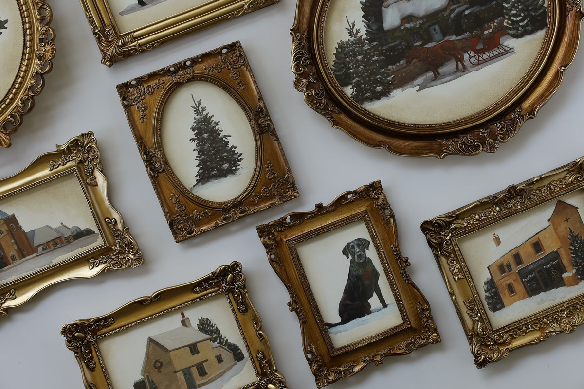 IOD A Cotswold Christmas Transfer • Iron Orchid Designs • 8×12 English Countryside Holiday Wreaths & Farmhouse Animals • Ships in 1–2 Days