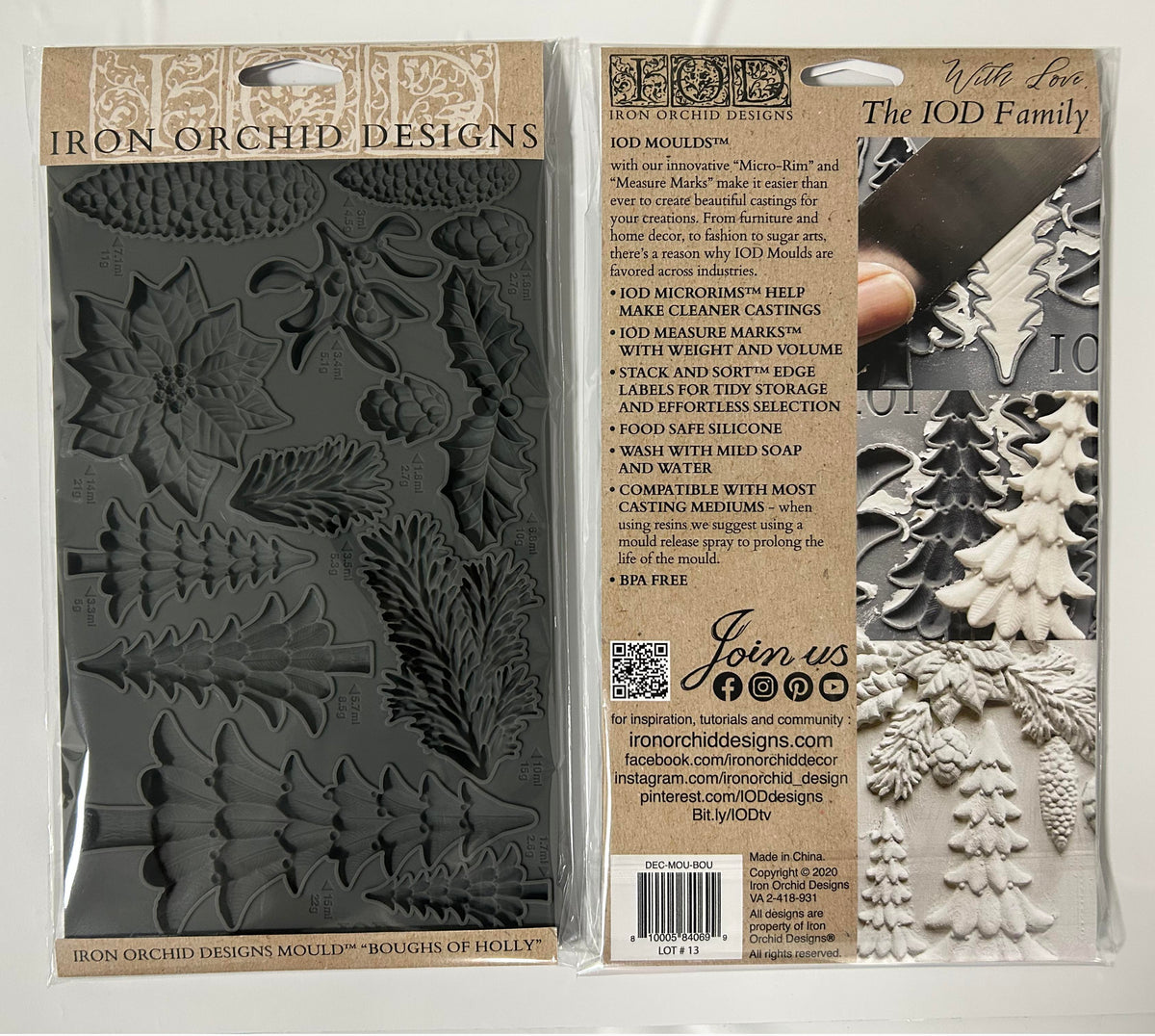 *PREORDER*  IOD Boughs of Holly Mould • Iron Orchid Designs • 6×10 Holiday Sign Mould • Ships in 1–2 Days (Copy)