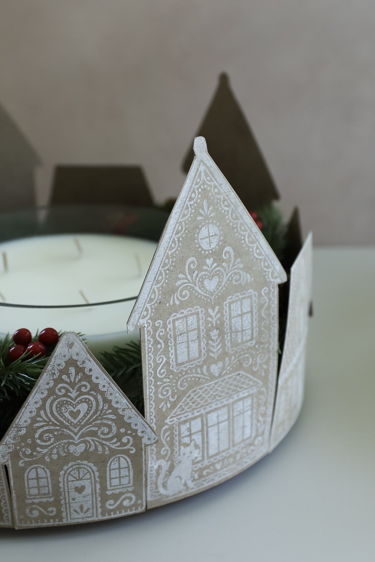 IOD Gingerbread Lane Stamp • Iron Orchid Designs • 12×12 Folk Art Christmas Village & Cottage Stamp with Masks • Ships in 1–2 Days