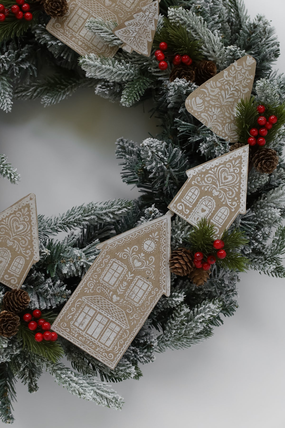 IOD Gingerbread Lane Stamp • Iron Orchid Designs • 12×12 Folk Art Christmas Village & Cottage Stamp with Masks • Ships in 1–2 Days