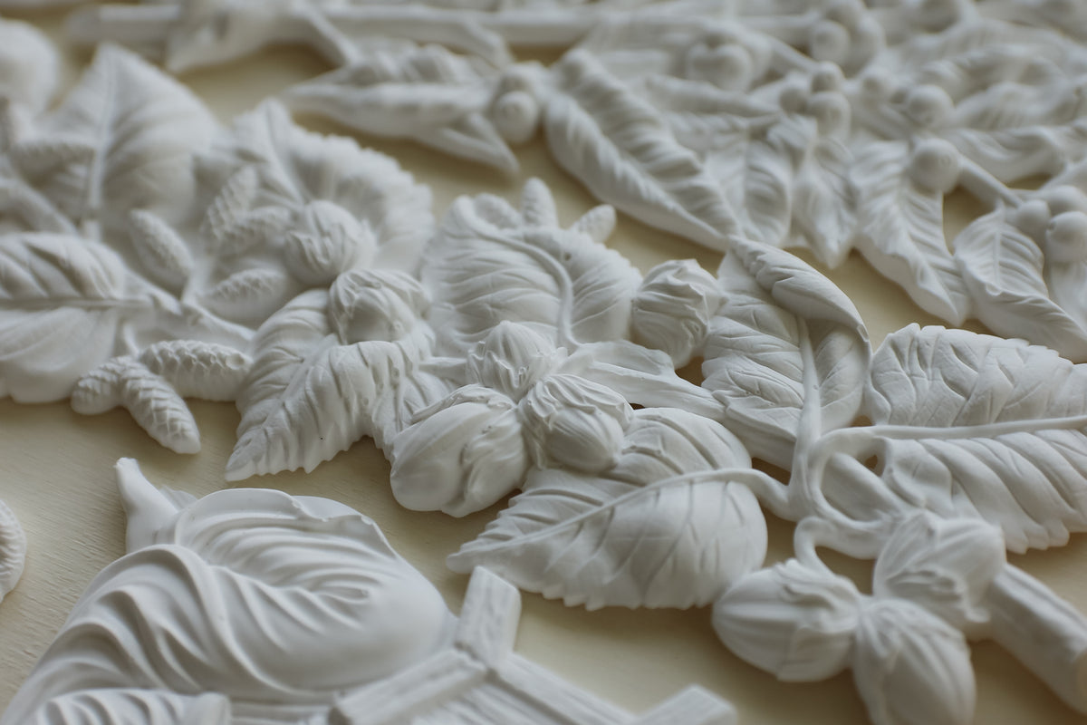 IOD Hazel & Bay Mould • Iron Orchid Designs • 6×10 Hazelnut and Bayberry Botanical Branch Mould • Ships in 1–2 Days