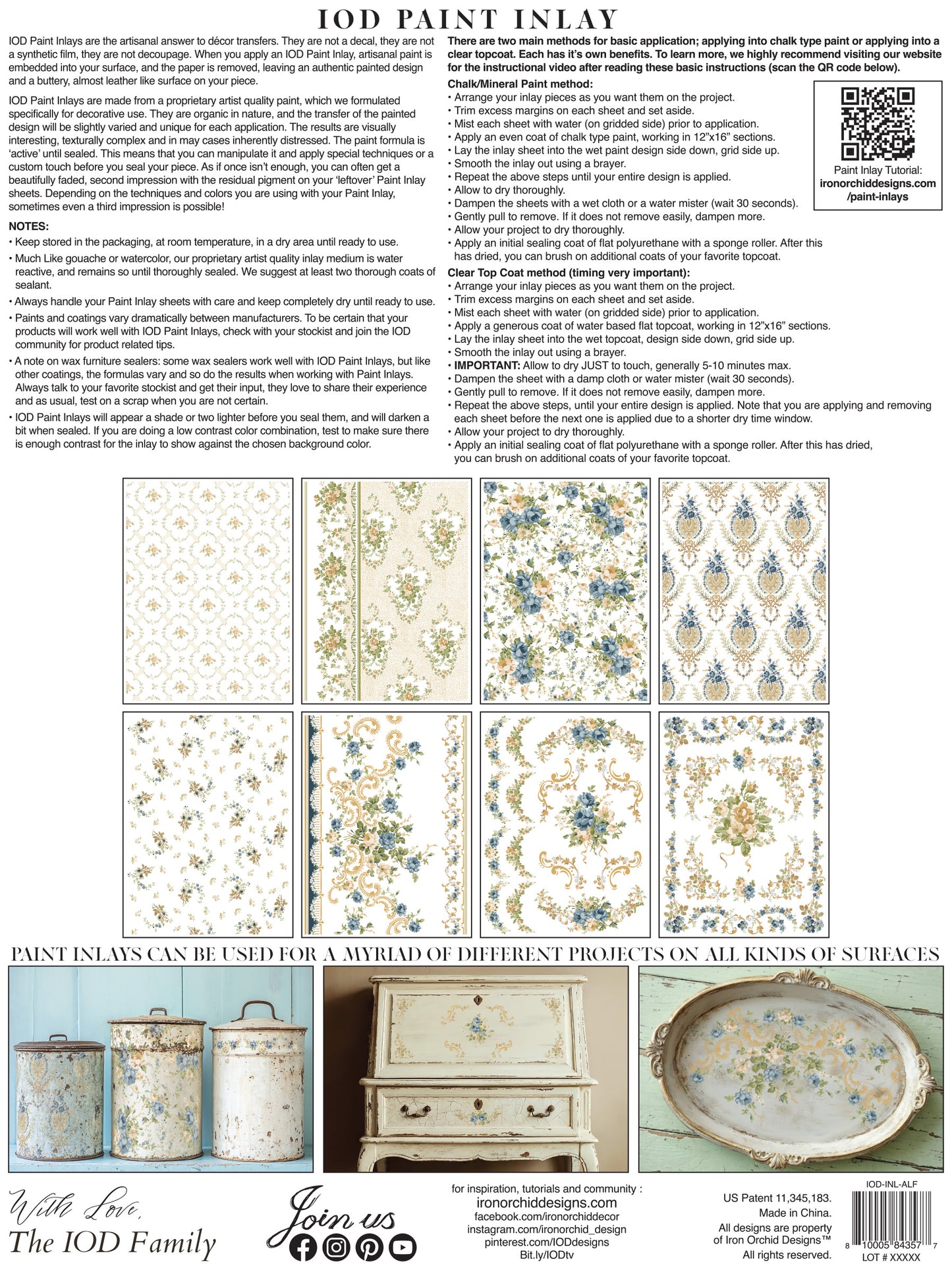 IOD NEW Alfred Peats & Co 8 page Paint Inlay