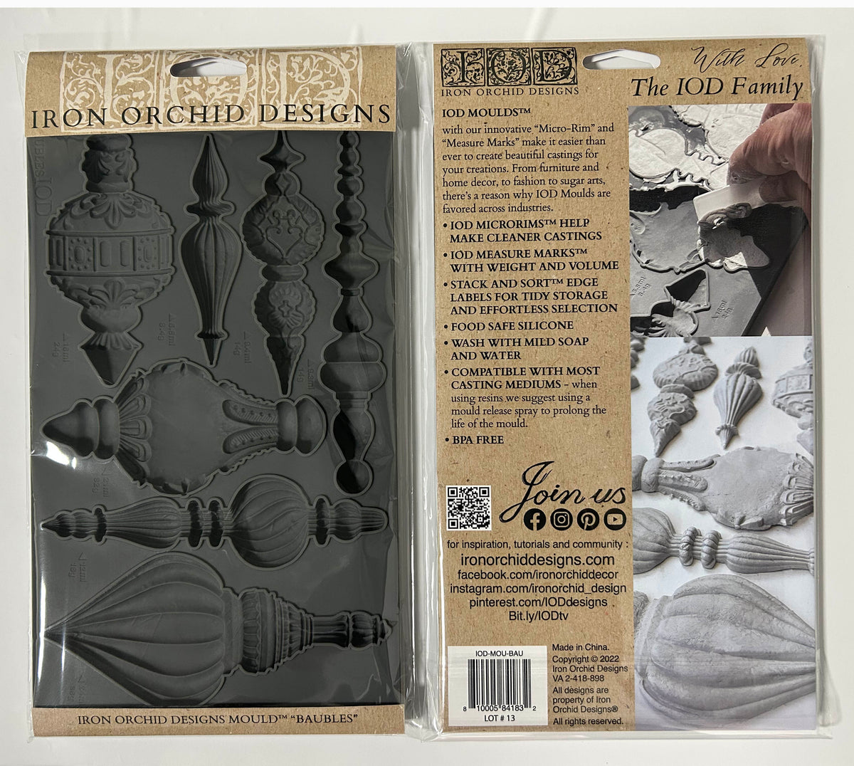 *PREORDER*  IOD Baubles Mould • Iron Orchid Designs • 6×10 Holiday Sign Mould • Ships in 1–2 Days