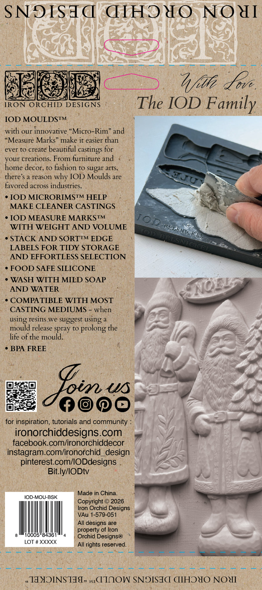 IOD Belsnickel Mould • Iron Orchid Designs • 6×10 Folk Art German Christmas Figure & Holiday Sign Mould • Ships in 1–2 Days