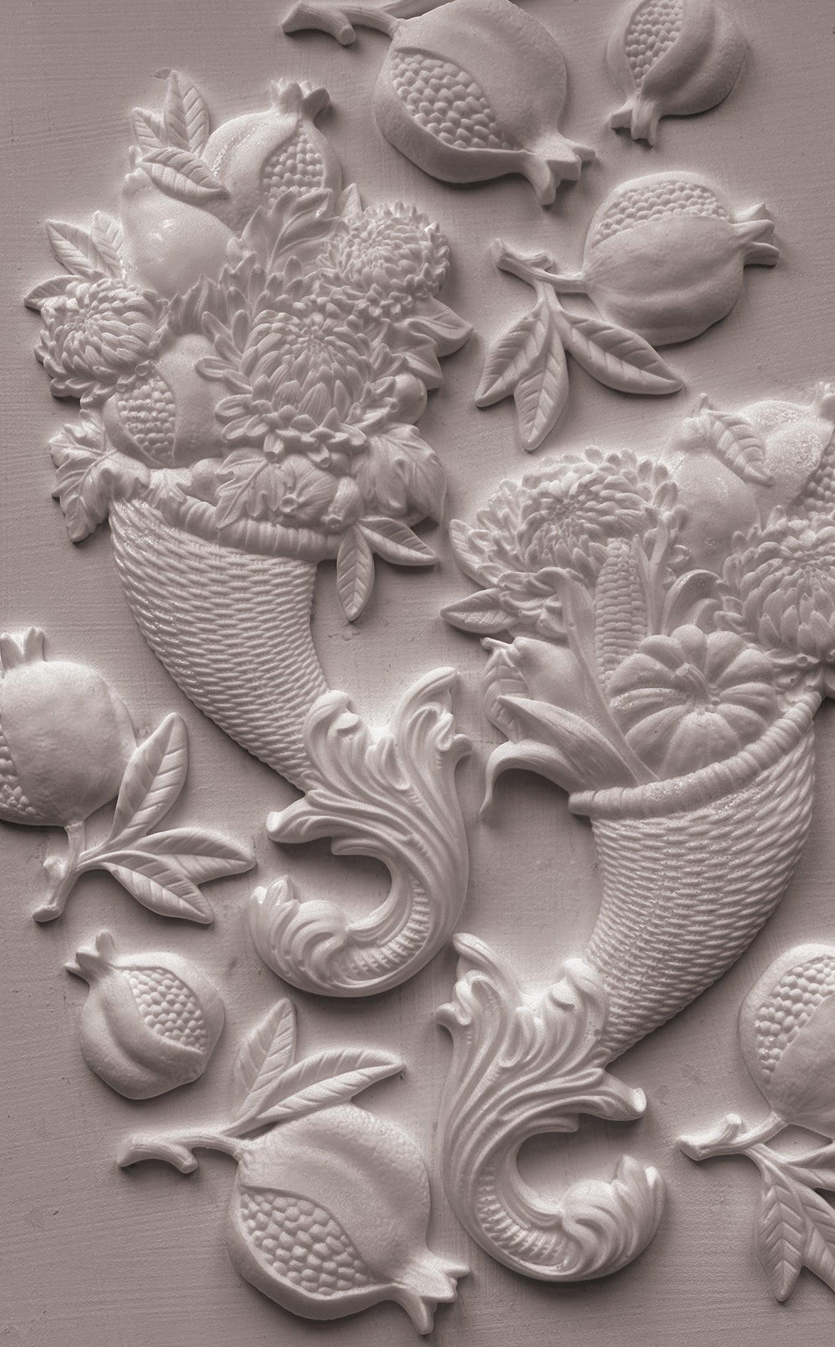 IOD Cornucopias Mould • Iron Orchid Designs • 6×10 Harvest Cornucopia & Autumn Botanical Mould • Ships in 1–2 Days