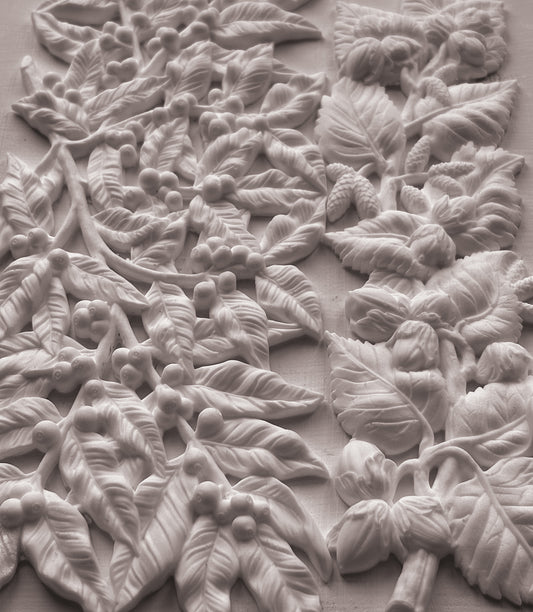IOD Hazel & Bay Mould • Iron Orchid Designs • 6×10 Hazelnut and Bayberry Botanical Branch Mould • Ships in 1–2 Days