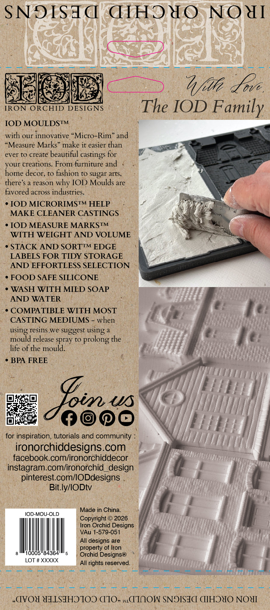 IOD Old Colchester Road Mould • Iron Orchid Designs • 6×10 Tall Historic House & Village Facade Mould • Ships in 1–2 Days