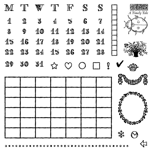 IOD A Timely Tale Stamp • Iron Orchid Designs • 6×6 Cottage Whimsy Planner & Bullet Journal Stamp Set • Ships in 1–2 Days