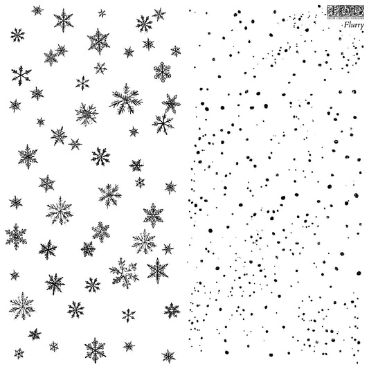 IOD Flurry Stamp • Iron Orchid Designs • 12×12 Winter Snowflake & Distressed Texture Stamp • Ships in 1–2 Days