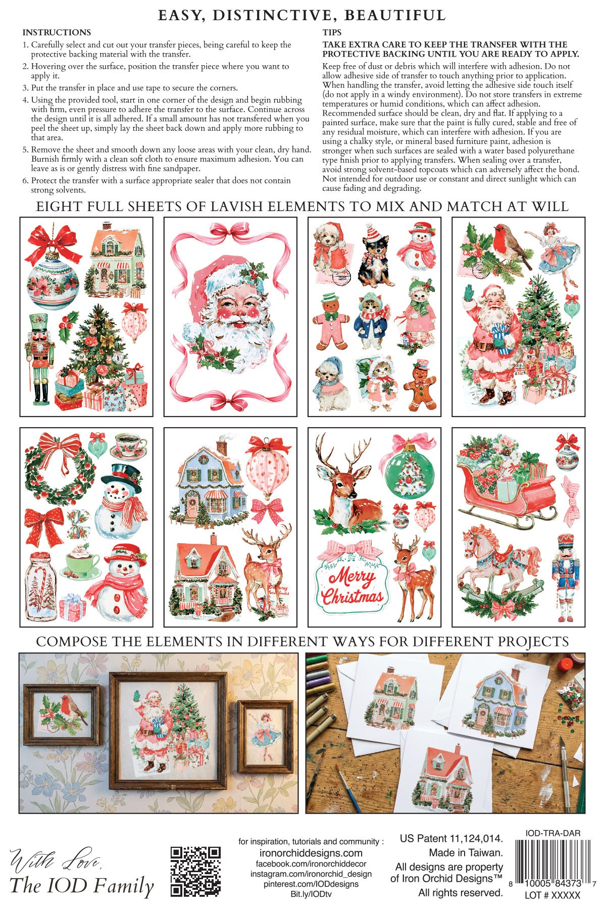 IOD Darling Holiday Transfer • Iron Orchid Designs • 8×12 Retro Christmas Cottage, Snowman & Vintage Holiday Art • Ships in 1–2 Days