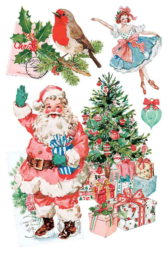 IOD Darling Holiday Transfer • Iron Orchid Designs • 8×12 Retro Christmas Cottage, Snowman & Vintage Holiday Art • Ships in 1–2 Days
