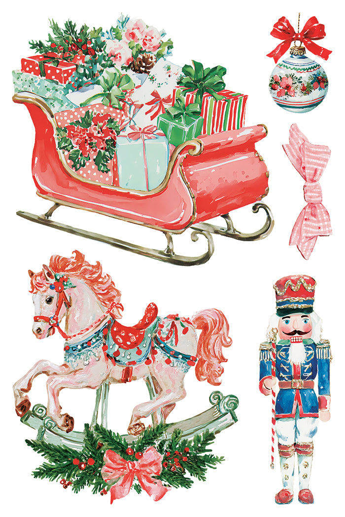 IOD Darling Holiday Transfer • Iron Orchid Designs • 8×12 Retro Christmas Cottage, Snowman & Vintage Holiday Art • Ships in 1–2 Days