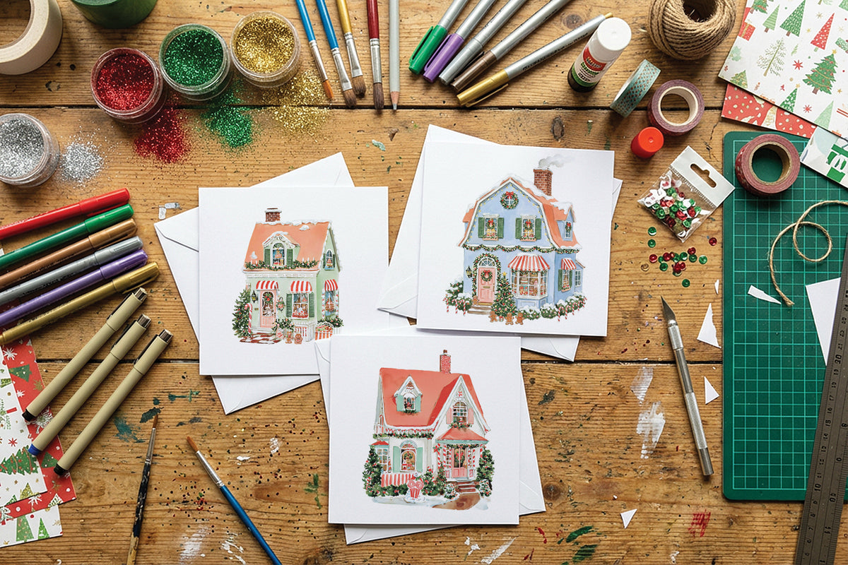 IOD Darling Holiday Transfer • Iron Orchid Designs • 8×12 Retro Christmas Cottage, Snowman & Vintage Holiday Art • Ships in 1–2 Days