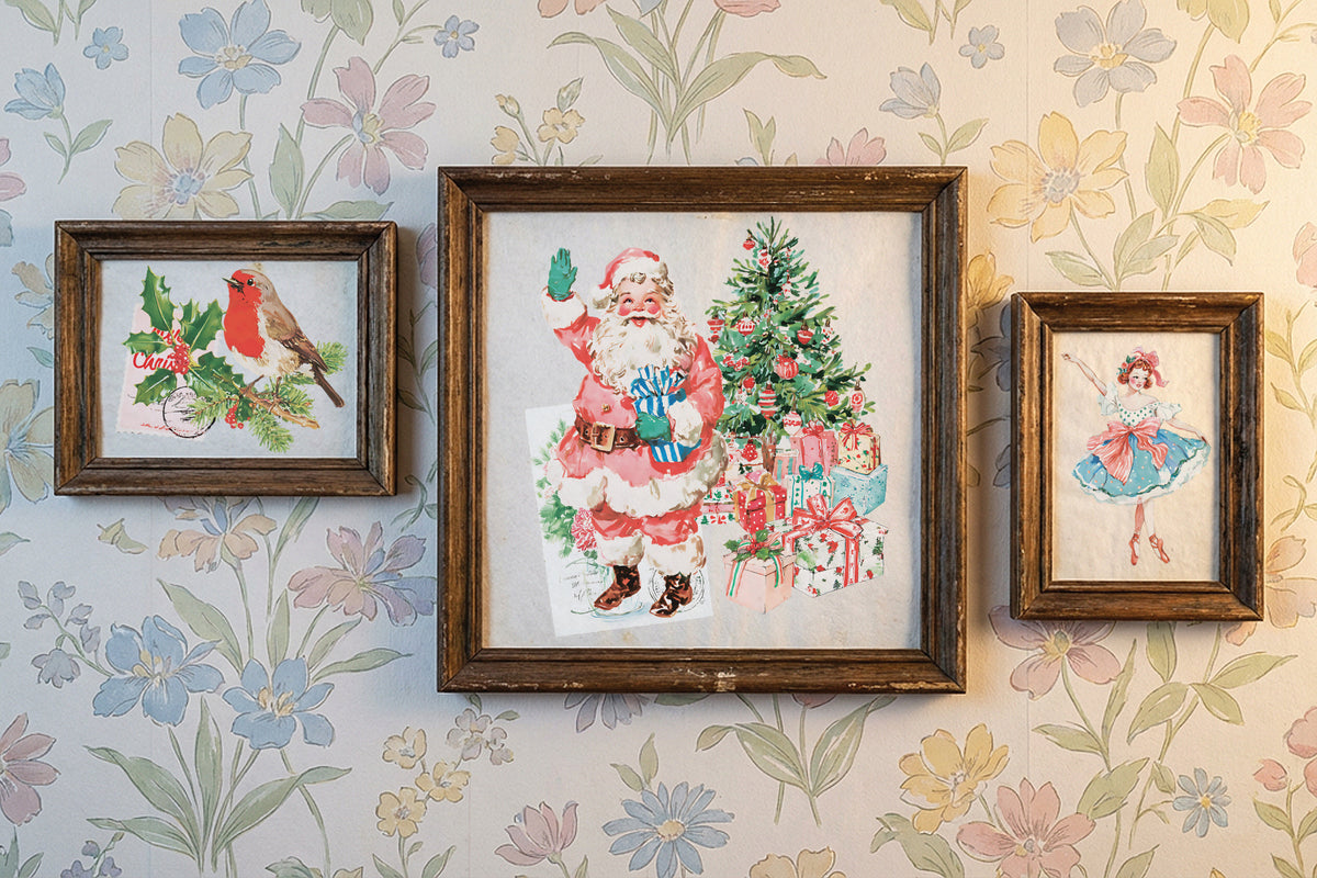 IOD Darling Holiday Transfer • Iron Orchid Designs • 8×12 Retro Christmas Cottage, Snowman & Vintage Holiday Art • Ships in 1–2 Days