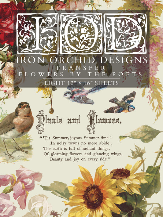 IOD Flowers by the Poets Transfer Pad with (8) 12 X 16