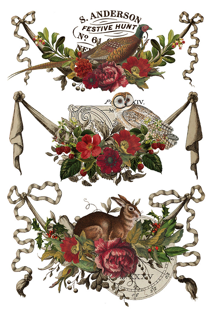 IOD Stag Tavern Transfer • Iron Orchid Designs • 8×12 English Pub Woodland Animals & Hunt Club Holiday Art • Ships in 1–2 Days