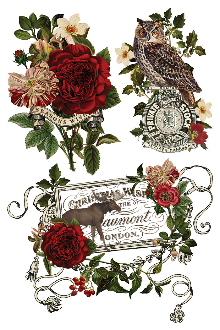 IOD Stag Tavern Transfer • Iron Orchid Designs • 8×12 English Pub Woodland Animals & Hunt Club Holiday Art • Ships in 1–2 Days