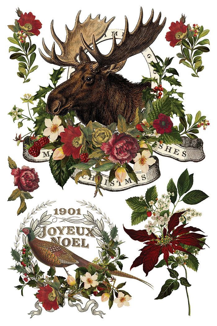 IOD Stag Tavern Transfer • Iron Orchid Designs • 8×12 English Pub Woodland Animals & Hunt Club Holiday Art • Ships in 1–2 Days