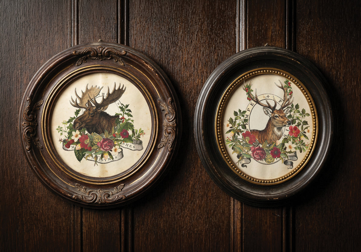 IOD Stag Tavern Transfer • Iron Orchid Designs • 8×12 English Pub Woodland Animals & Hunt Club Holiday Art • Ships in 1–2 Days