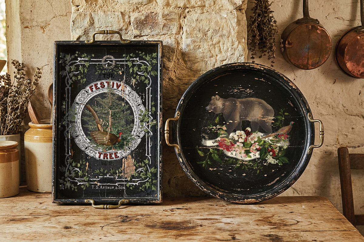 IOD Stag Tavern Transfer • Iron Orchid Designs • 8×12 English Pub Woodland Animals & Hunt Club Holiday Art • Ships in 1–2 Days