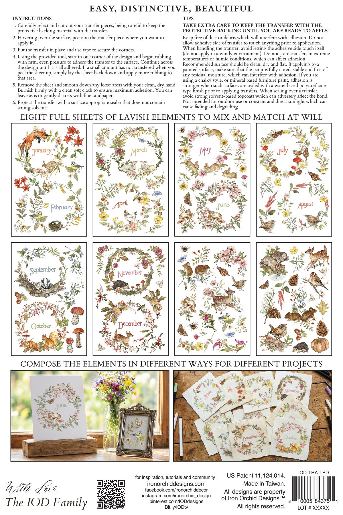 IOD The Bramblewood Diaries Transfer • Iron Orchid Designs • 8×12 Woodland Animals & Seasonal Botanical Wreaths • Ships in 1–2 Days