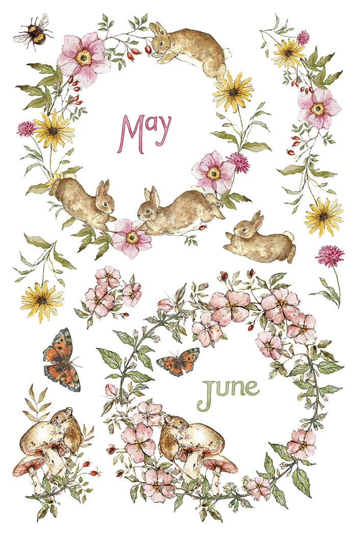 IOD The Bramblewood Diaries Transfer • Iron Orchid Designs • 8×12 Woodland Animals & Seasonal Botanical Wreaths • Ships in 1–2 Days