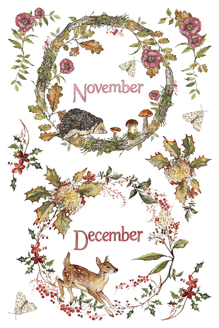 IOD The Bramblewood Diaries Transfer • Iron Orchid Designs • 8×12 Woodland Animals & Seasonal Botanical Wreaths • Ships in 1–2 Days