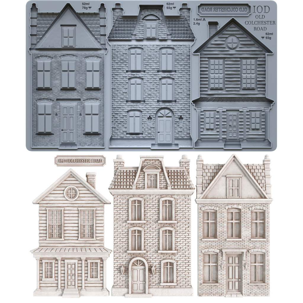 IOD Old Colchester Road Mould • Iron Orchid Designs • 6×10 Tall Historic House & Village Facade Mould • Ships in 1–2 Days