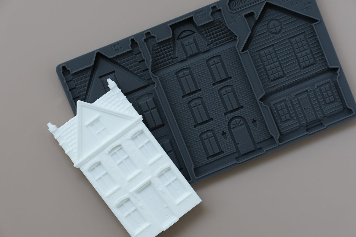 IOD Old Colchester Road Mould • Iron Orchid Designs • 6×10 Tall Historic House & Village Facade Mould • Ships in 1–2 Days