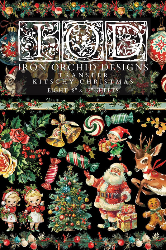 Kitschy Christmas IOD Transfer Pad with (8) 8 x 12 Sheets