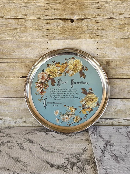 🪞 Large Silver Tray – Fusion “French Eggshell” + IOD Flowers by the Poets
