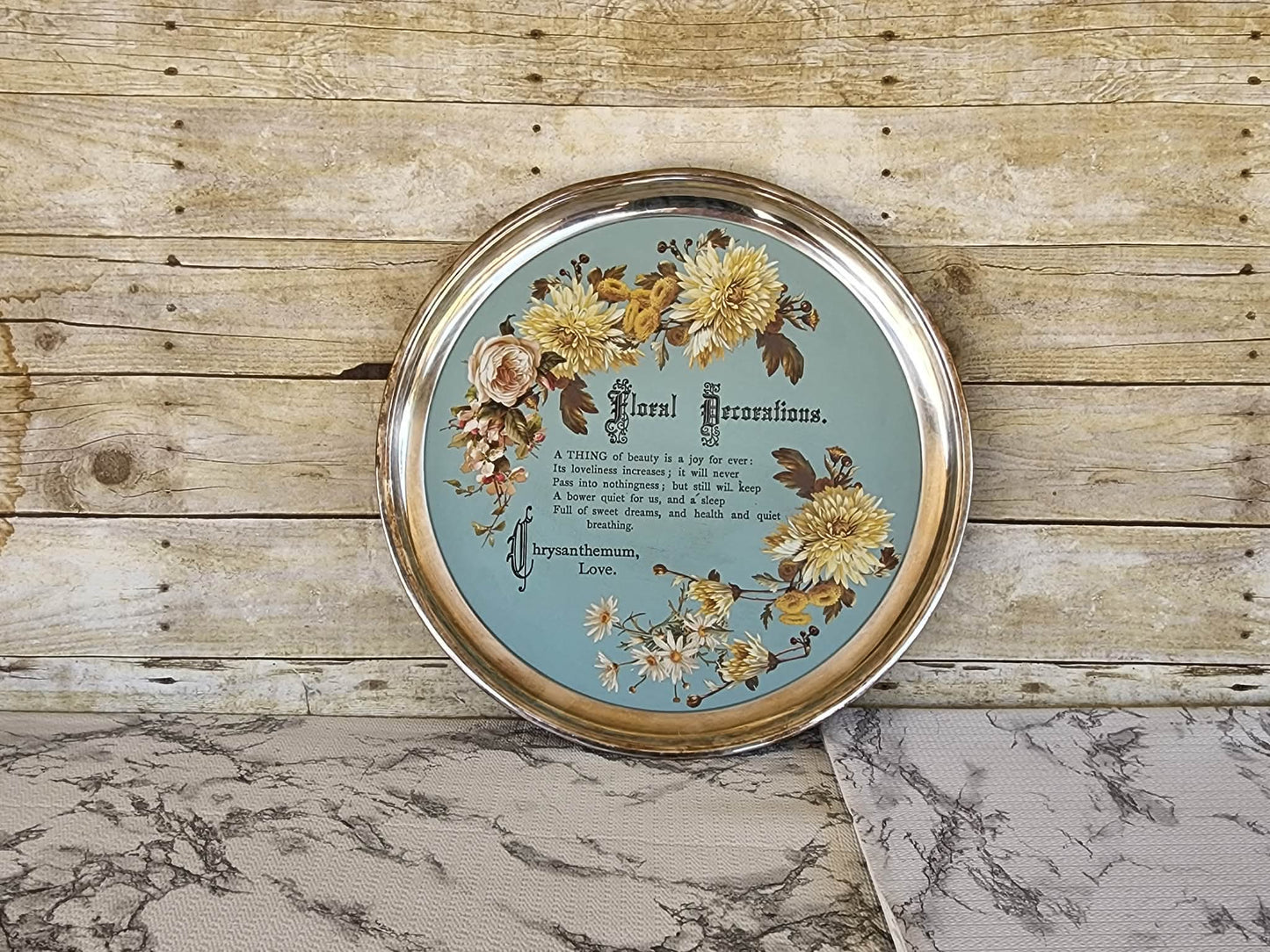 🪞 Large Silver Tray – Fusion “French Eggshell” + IOD Flowers by the Poets