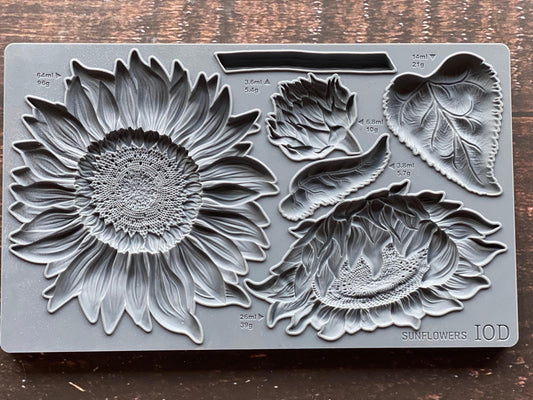 IOD Sunflowers 6x10 Decor Mould, Moulds Use With Clay or Resin Crafts Signs Sugar Arts Furniture Fall Decor, Sunflowers Mold