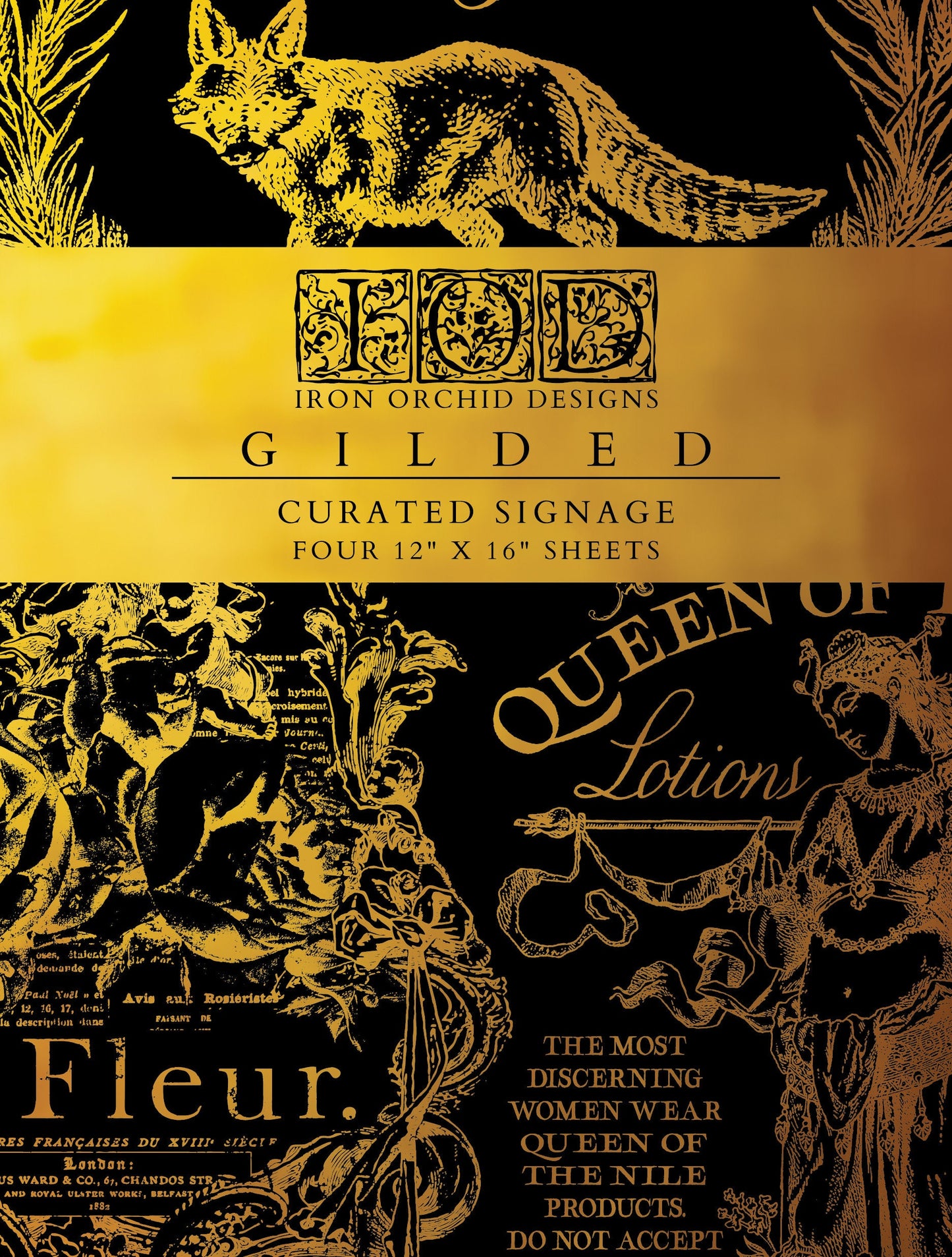 Curated Signage Foil Transfer Pad IOD with (4) 12 X 16 Sheets by Iron Orchid Designs Rub-On Furniture Transfer Decal