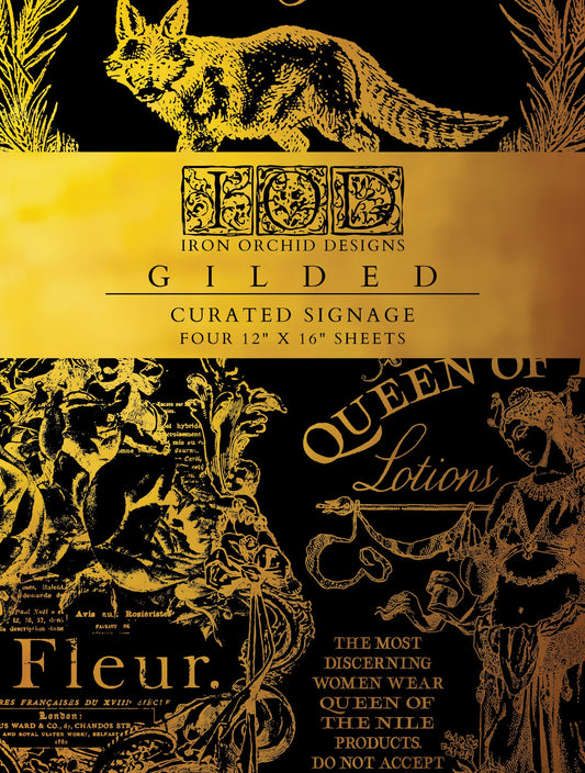 Curated Signage Foil Transfer Pad IOD with (4) 12 X 16 Sheets by Iron Orchid Designs Rub-On Furniture Transfer Decal