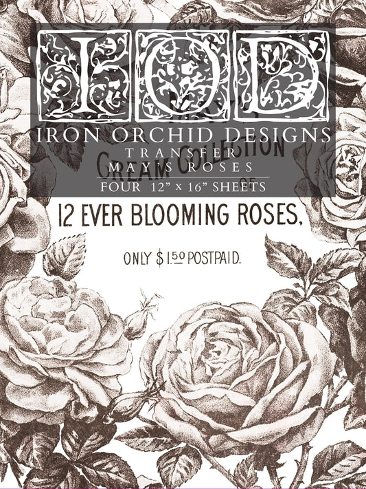 May's Roses IOD Transfer Pad with (4) 12 X 16 Sheets